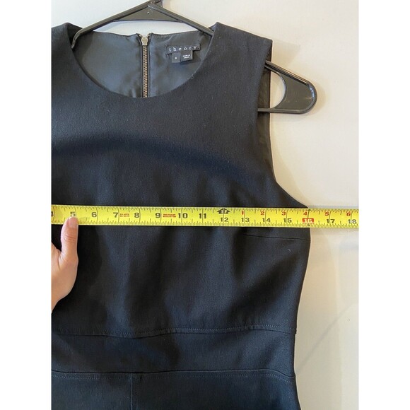 Theory Shift Dress 6 Black Womens Round Neck Career Business Stretch Classic - Picture 7 of 9